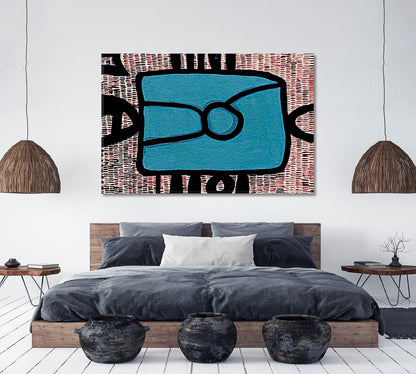 Trendy Abstract Expressionism Geometric Figurative Art Black Blue Brown Abstract Art Print Artesty   