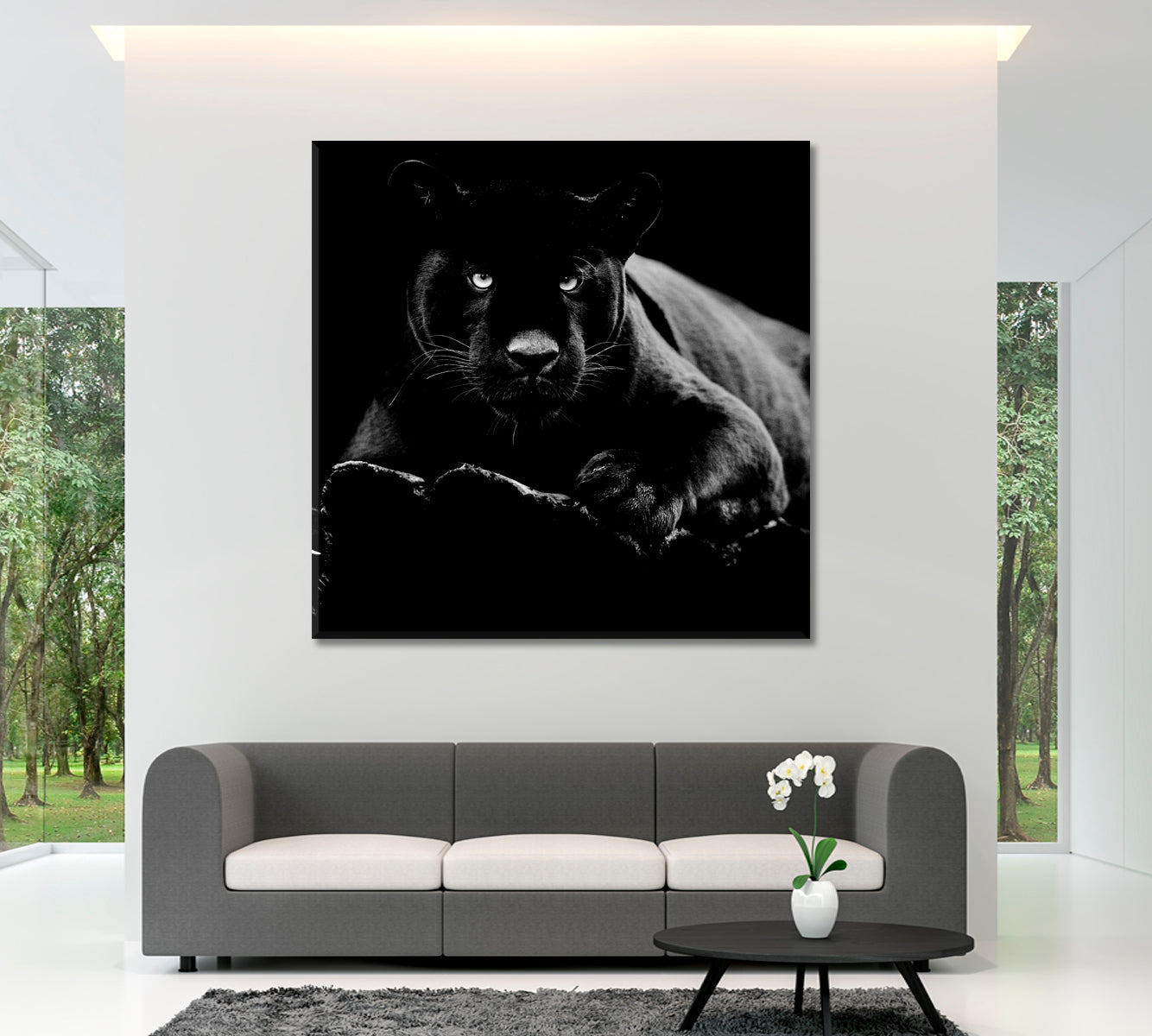 WILD LIFE  Black Jaguar Animal Worldt Beautiful Beast - Square Panel Animals Canvas Print Artesty 1 Panel 12"x12" 
