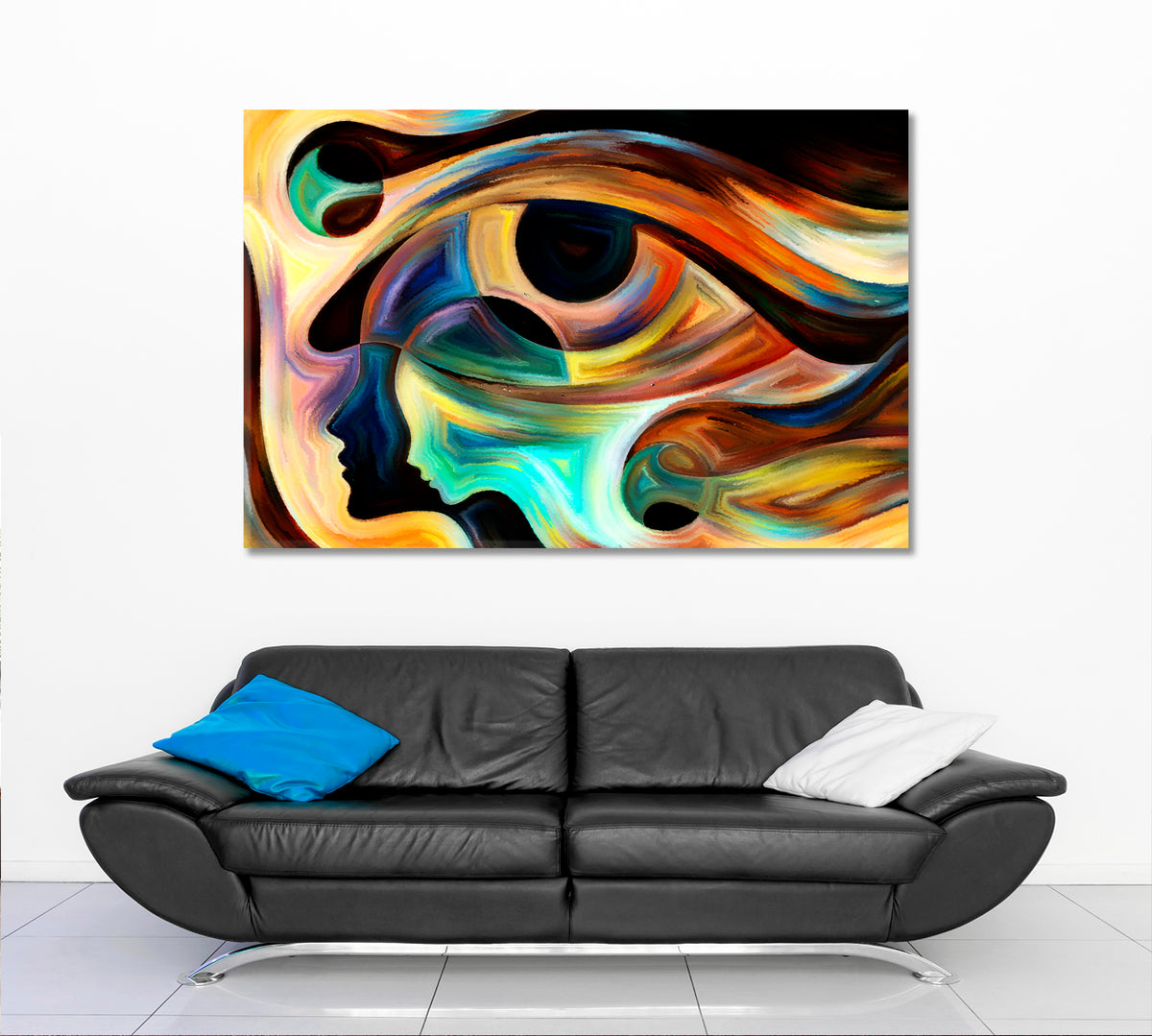 Woman and Child Human Eye Abstract Beautiful Lines Consciousness Art Artesty 1 panel 24" x 16" 