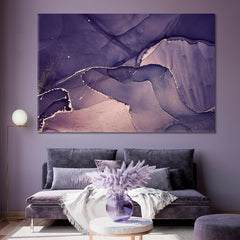 Purple Mixing Ink Abstract Marble Swirls Fluid Veining Fluid Art, Oriental Marbling Canvas Print Artesty 1 panel 24" x 16" 