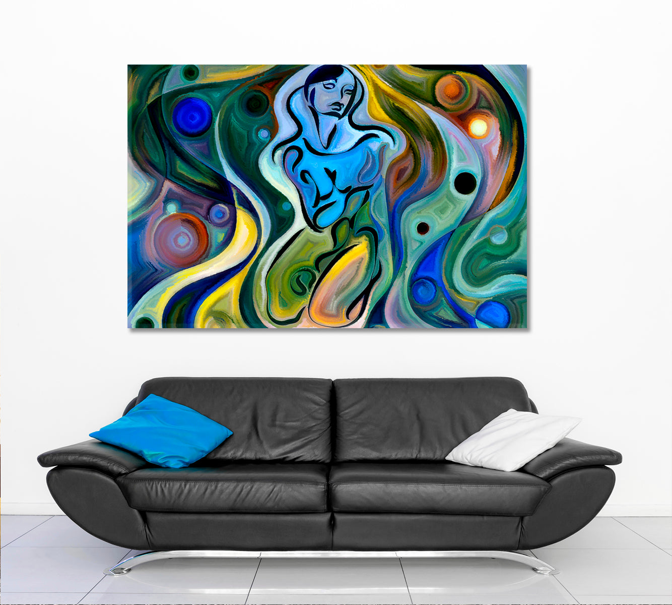 Soul And Being Curves in Colors Beautiful Abstraction Contemporary Art Artesty 1 panel 24" x 16" 