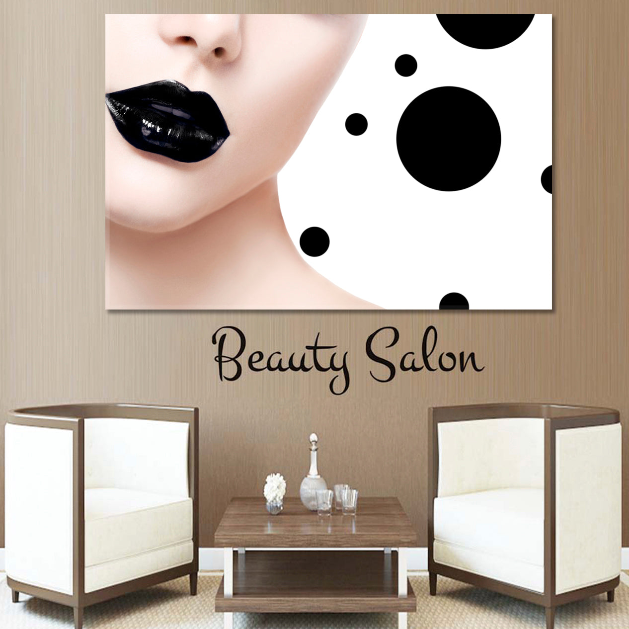 BEAUTY CONCEPT Model Girl Fashion Trendy Black Lips Abstract Art Beauty Salon Artwork Prints Artesty   