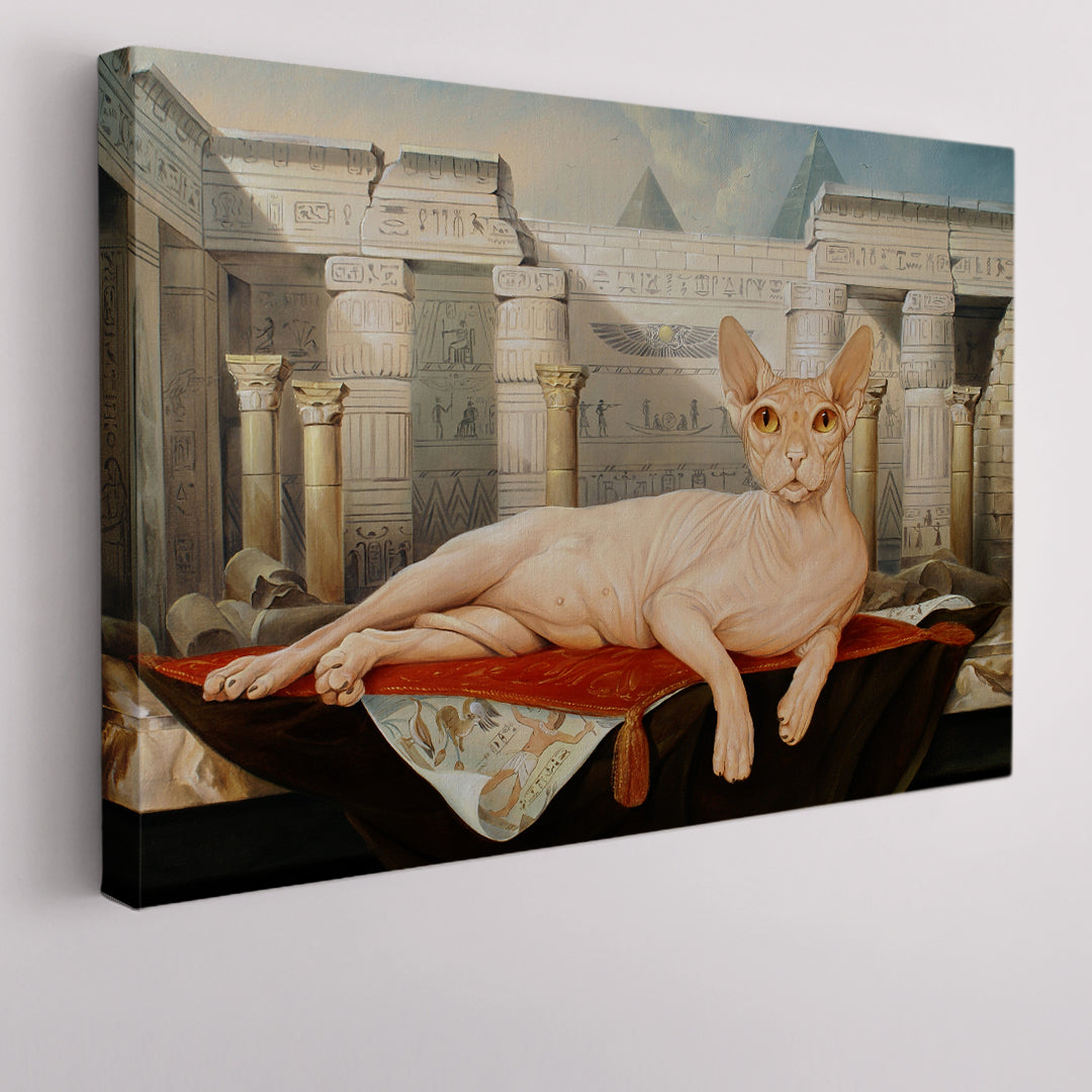 Cat Sphinx Painting Famous Landmarks Artwork Print Artesty 1 panel 24" x 16" 
