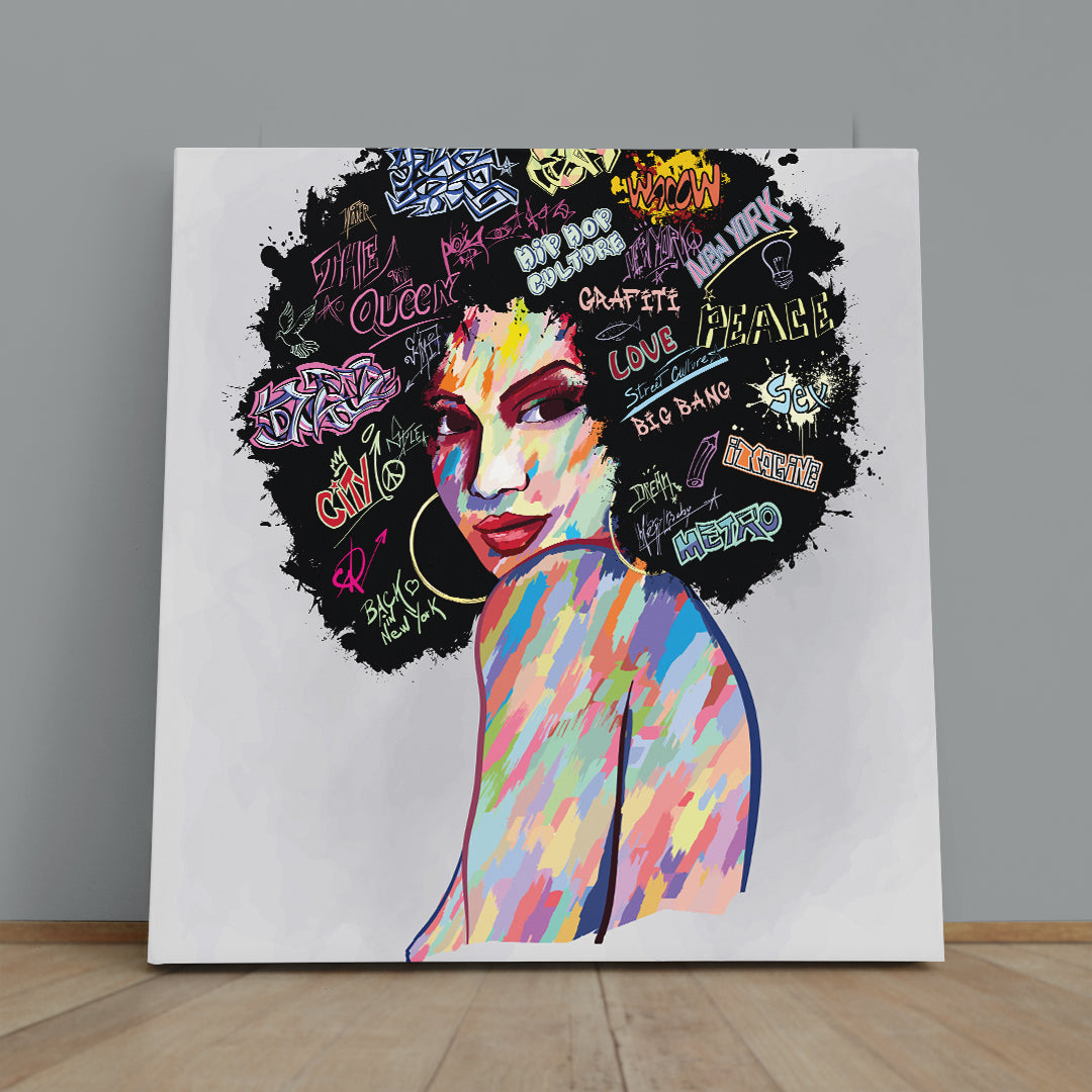 Afro American Woman Abstract Pop Art African Style Canvas Print Artesty   
