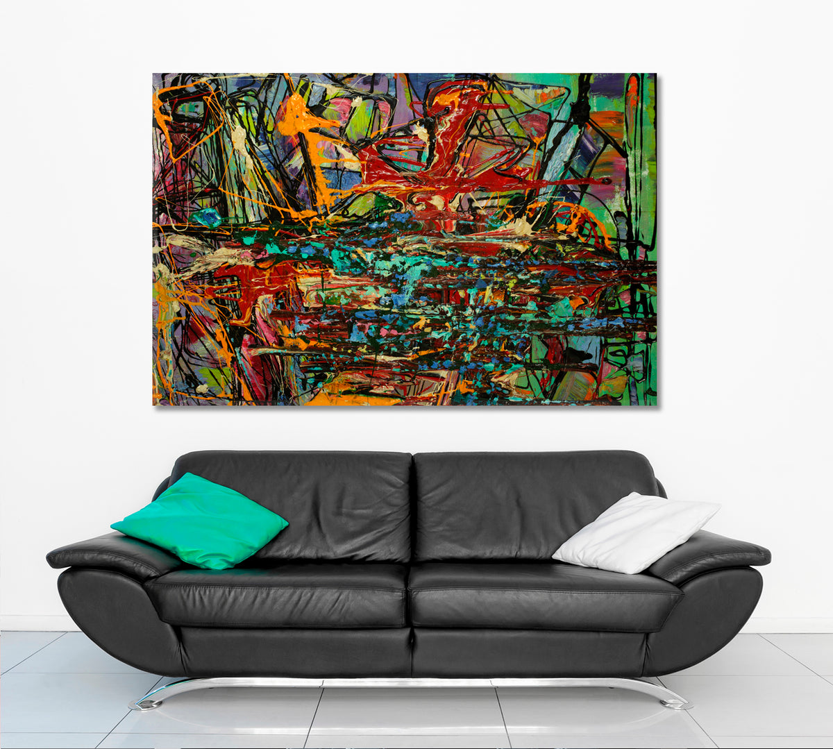 Abstract Art Colorful Collage of Colors Splatters Abstract Art Print Artesty 1 panel 24" x 16" 
