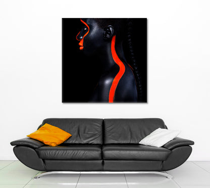 SPACE ALIEN Beautiful African Girl With Red Black Body Paint Art Photo Art Artesty   