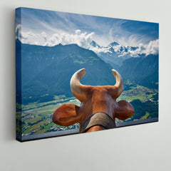 Cow Horns And Switzerland Mountain Landscape Poster Scenery Landscape Fine Art Print Artesty   