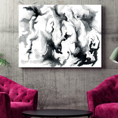 Black and White Fluid Marbling Black and White Wall Art Print Artesty   