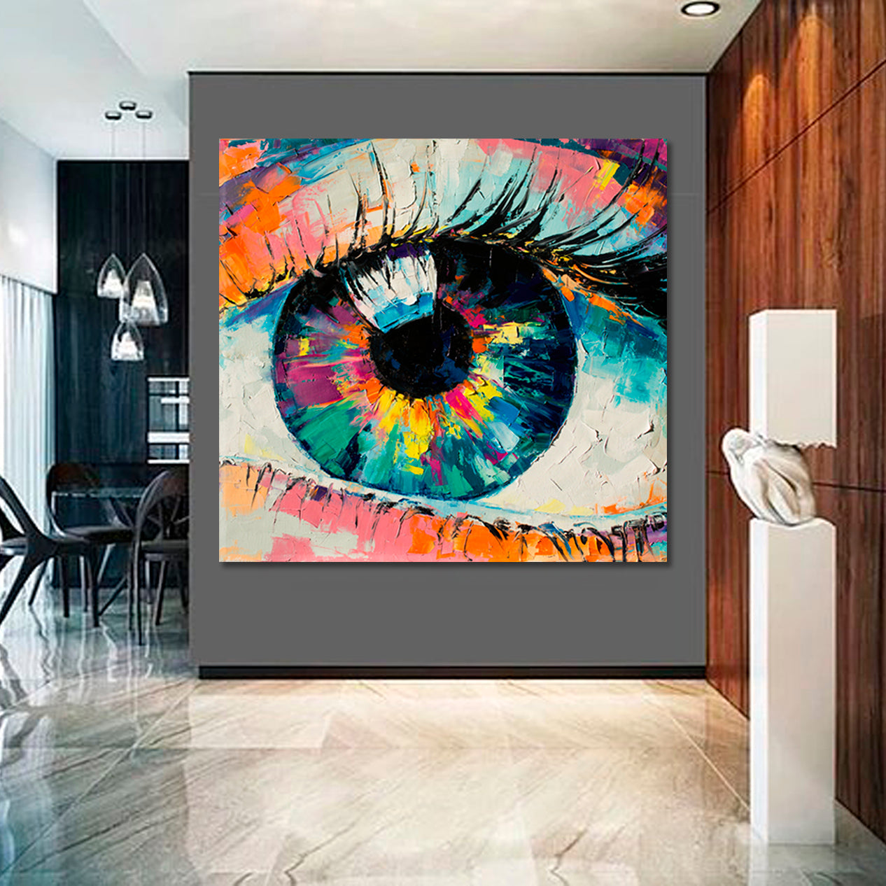 ABSTRACT EYE Amazing Colors Conceptual Trendy Contemporary | Square Contemporary Art Artesty 1 Panel 12"x12" 