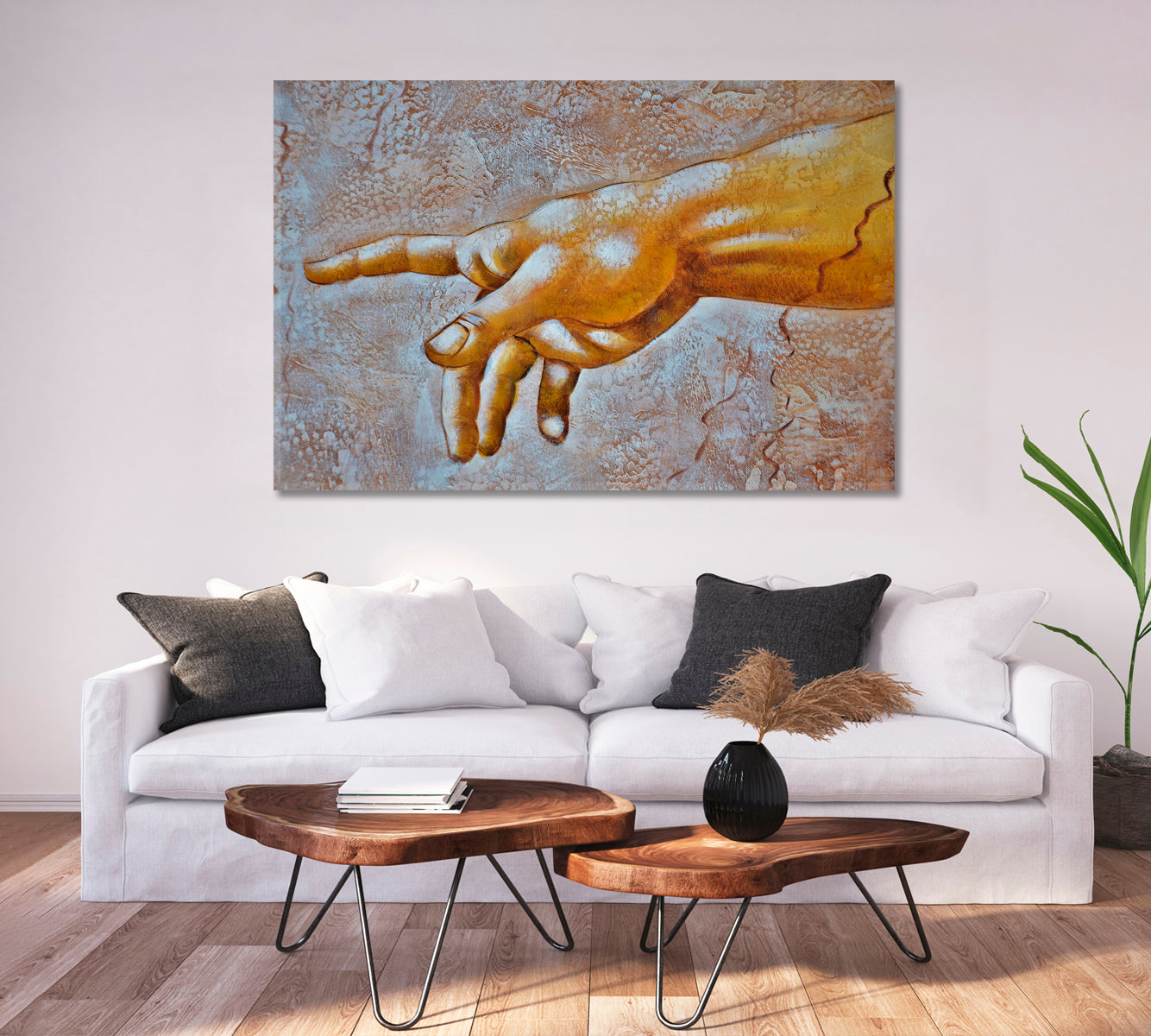 HAND OF GOD Religious Da Vinci Style Religious Modern Art Artesty 1 panel 24" x 16" 