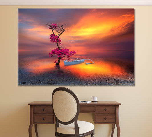 Beautiful Tree on the Beach Fantasy Landscape Canvas Print Scenery Landscape Fine Art Print Artesty   