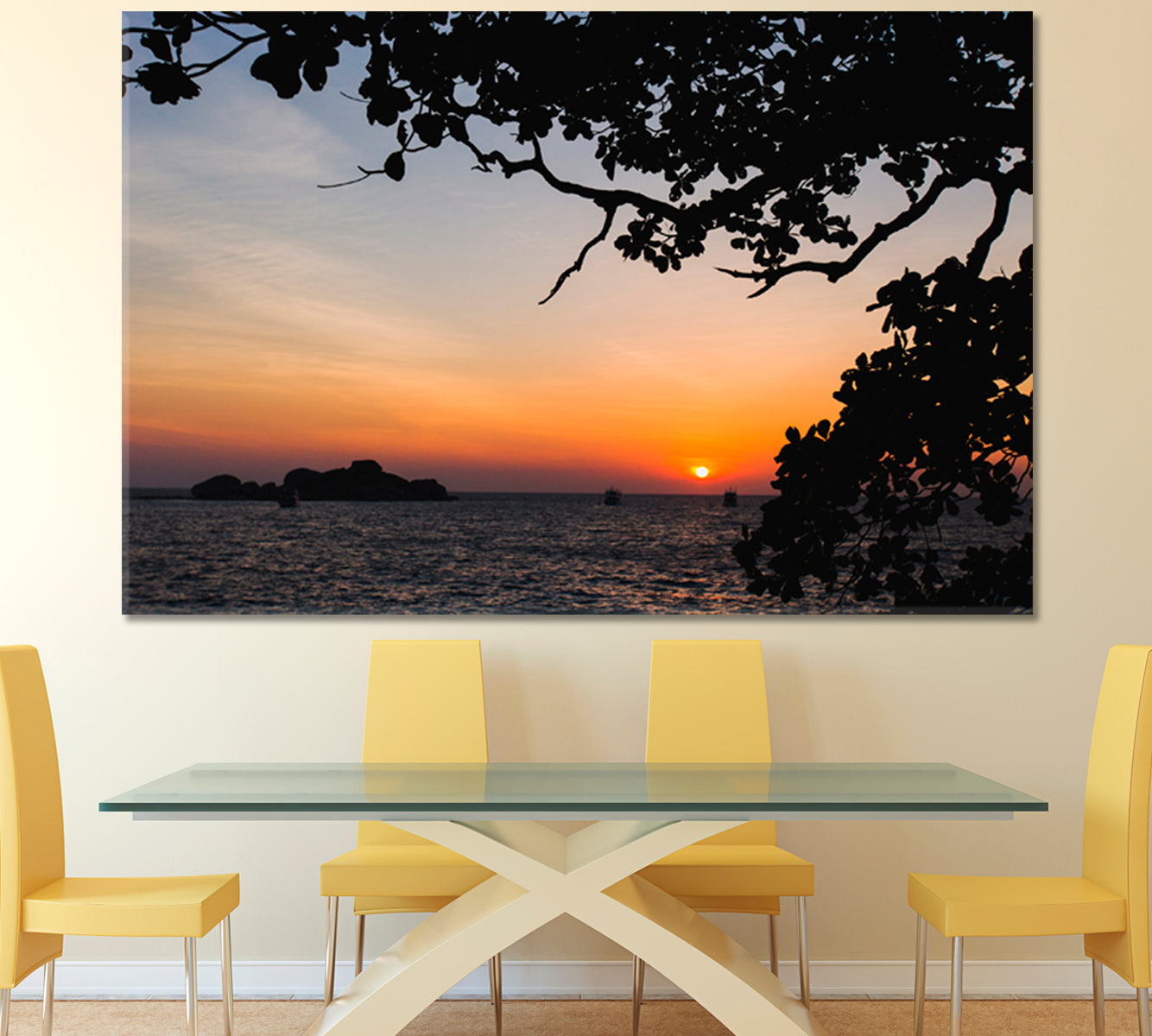 Bright Red Sunset Tropical Island Coast in Indian Ocean Landscape Scenery Landscape Fine Art Print Artesty   
