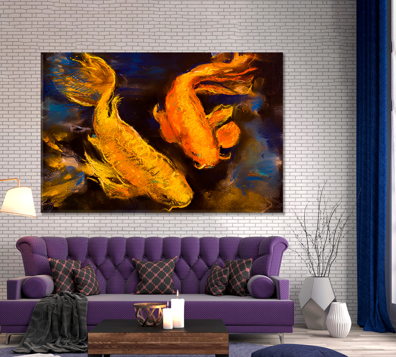 Koi Carp Beautiful Koi Fish Pastel Modern Art Canvas Print Fine Art Artesty   