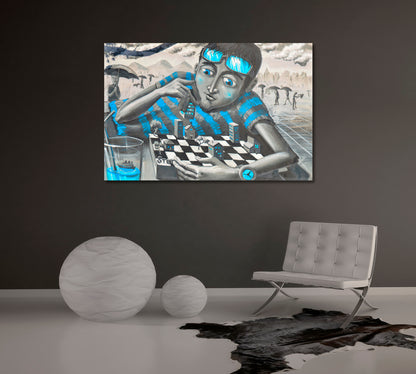 WORLD OF CHESS Life is Like a Chessboard Fantasy Graffiti Street Art Street Art Canvas Print Artesty   