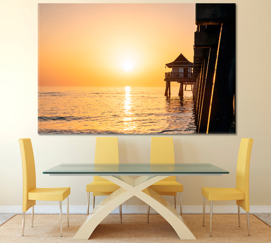 SUNSET OVER THE OCEAN Sun Reflection Picturesque Landscape Canvas Print Scenery Landscape Fine Art Print Artesty   