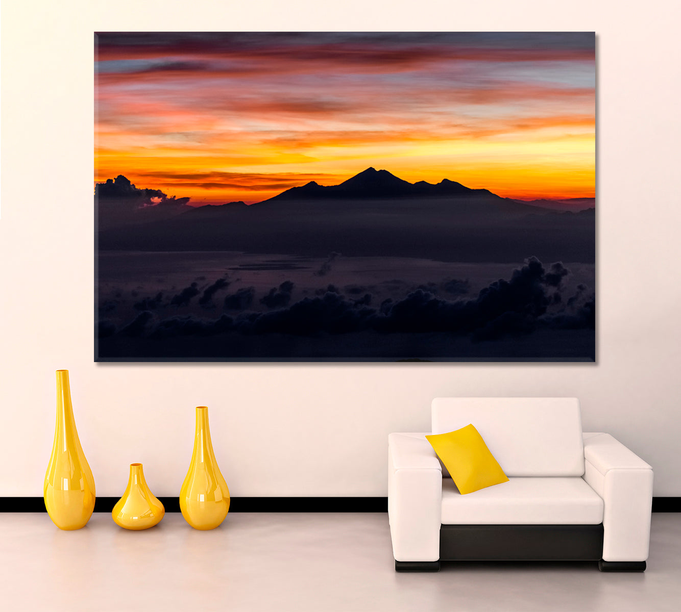 Peak Mountain Volcano View Bali Sunrise Summit Colorful Sky Panoramic Landscape Scenery Landscape Fine Art Print Artesty   