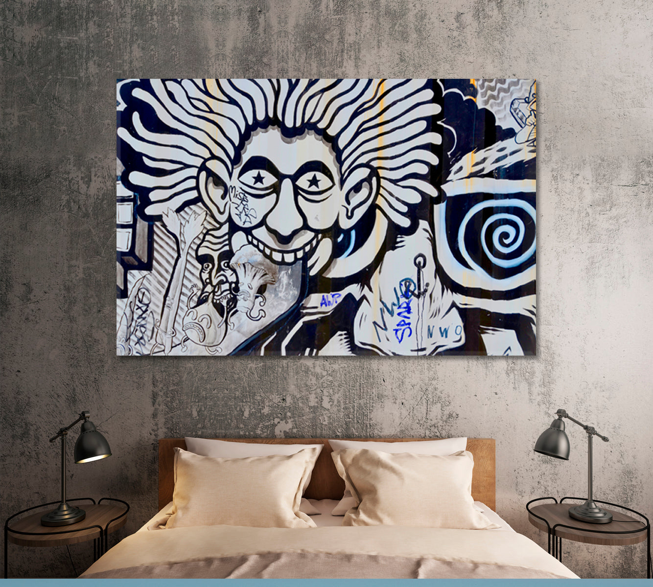 Whimsical Wall Graffity Street Art Doodle Fine Art Canvas Print Street Art Canvas Print Artesty   