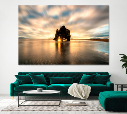 Hvitserkur Unique Basalt Rock Majestic Monolith Vatnsnes Peninsula Iceland Beautiful Landscape Canvas Print Scenery Landscape Fine Art Print Artesty   