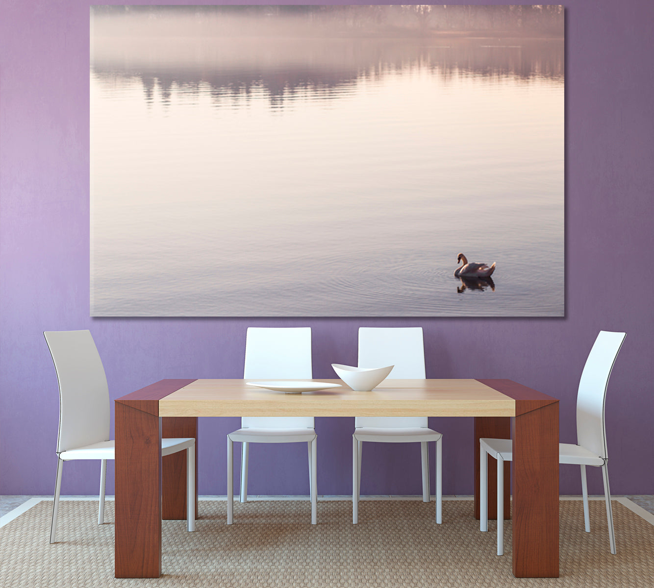 SERENITY Peaceful Landscape Water Reflection Bodensee Lake Germany Little Bird Duck Flapping Wings in the Water Scenery Landscape Fine Art Print Artesty   