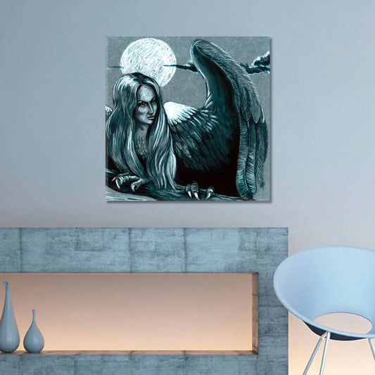 SIREN Sirens Ancient Greek Myth Bird Women Mithologocal Creatures Odysseus Half Woman - Square Panel Fine Art Artesty 1 Panel 12"x12"