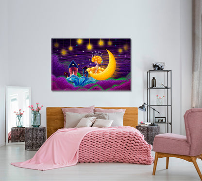 Night Fairy-tale Children's Room Wall Art Canvas Print Kids Room Canvas Art Print Artesty   