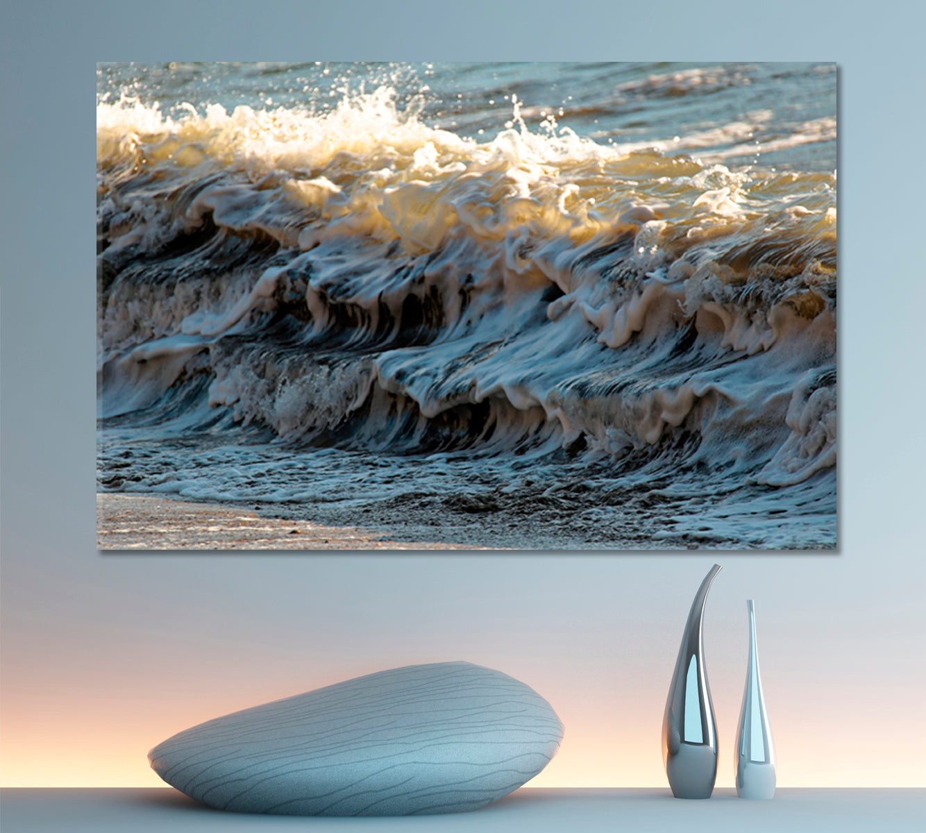 Pacific Waves in Costa Rica Beautiful Seascape Canvas Print Nautical, Sea Life Pattern Art Artesty   