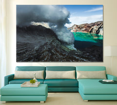 Dangerous Trip Inside Ijen Volcano Crater Java Indonesia Sulphatic Lake Scenery Landscape Fine Art Print Artesty   