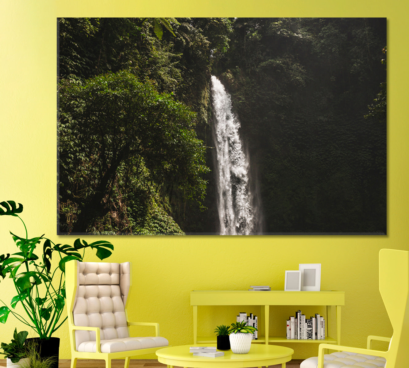 Huge Waterfall Nung Nung Bali Jungle Rainforest Scenic Landscape Nature Wall Canvas Print Artesty   