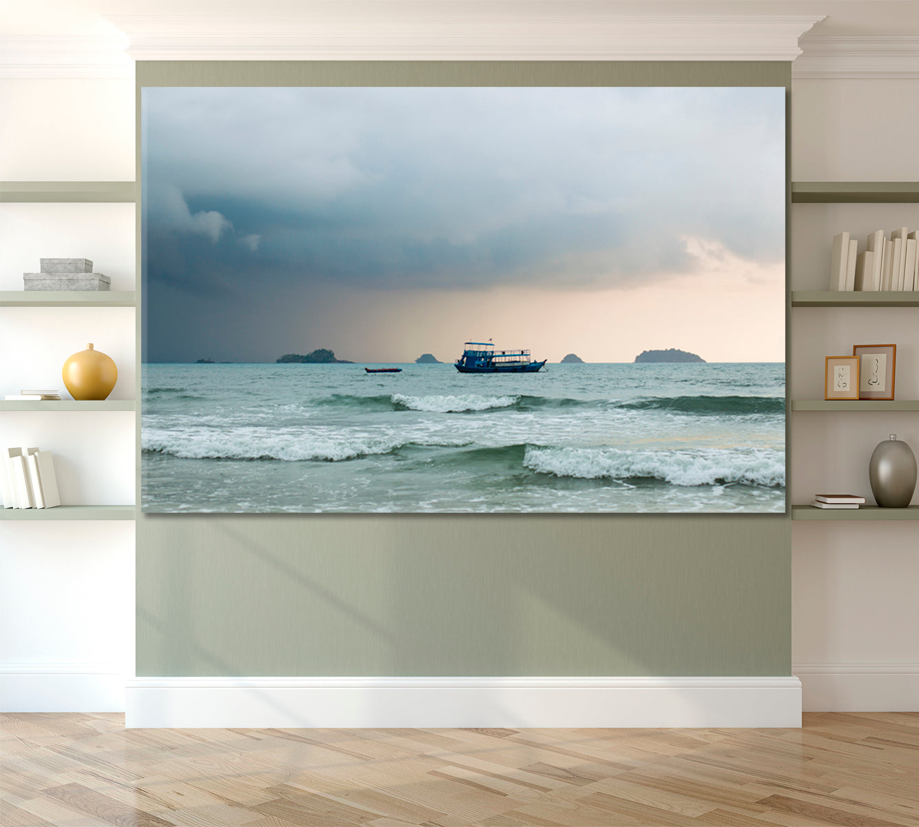 Weathered the Storm | Ship at Sea during a Storm Sailboat Ocean Waves Dark Sky Stormy Seas Skyscape Canvas Artesty 1 panel 24" x 16" 