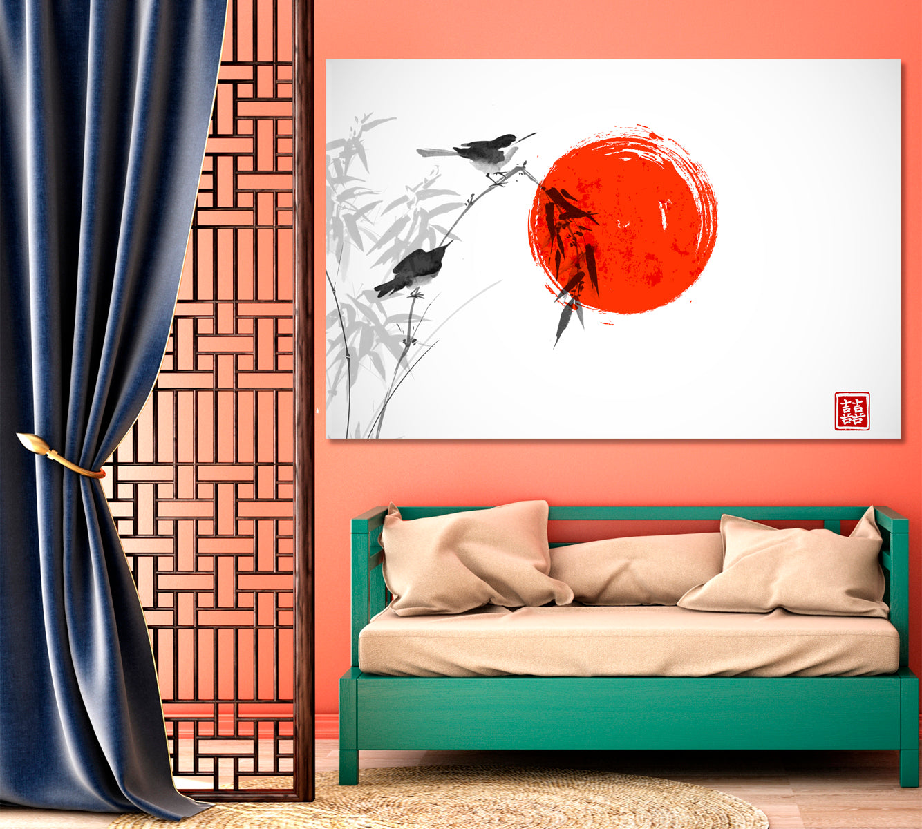 DOUBLE CHANCE Traditional Oriental Ink Print Asian Style Canvas Print Wall Art Artesty   