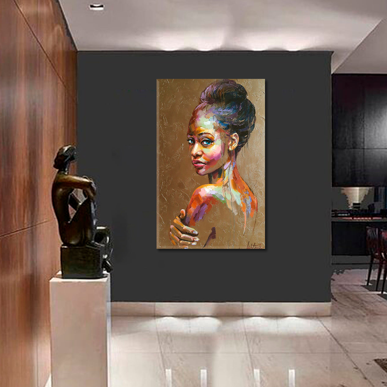 TENDER Beautiful Woman Refined Fine Art Canvas Print | Vertical Fine Art Artesty   