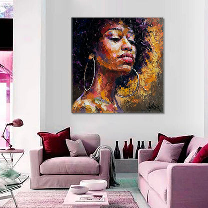 GODDESS COURAGE  Female Inner Beauty and Wisdom African Woman - Square Panel African Style Canvas Print Artesty   