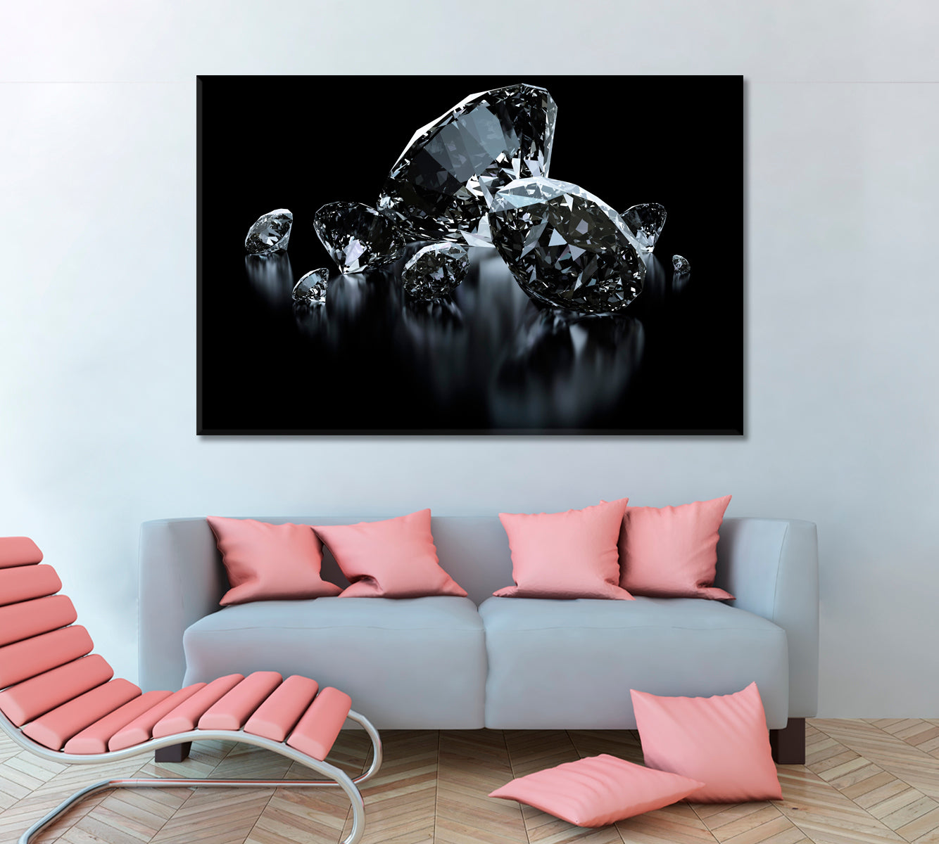 Beautiful Luxury Diamonds On Black Artwork Black and White Wall Art Print Artesty   