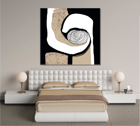 SPIRAL Beige White Black Tones Abstract Modern Minimalism Abstract Art Print Artesty   