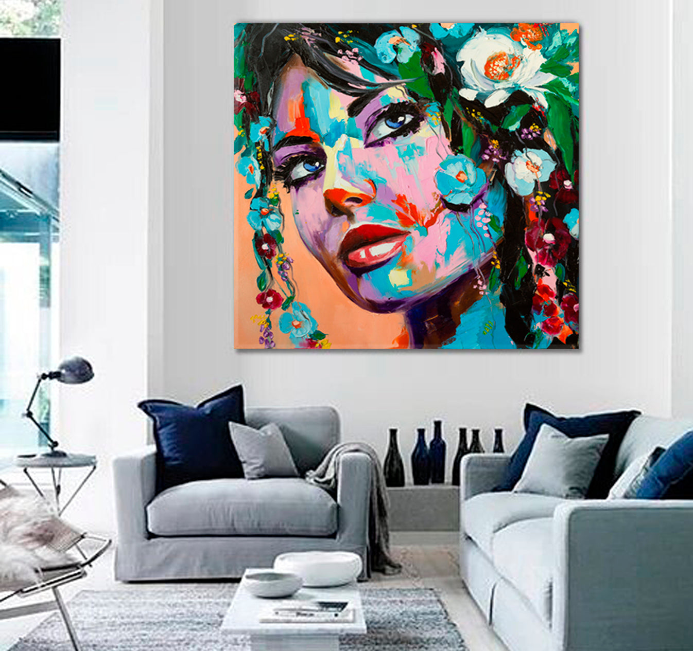 LADY OF THE FLOWERS Beautiful Fantasy Woman Stunning Contemporary Art - Square Panel Fine Art Artesty   