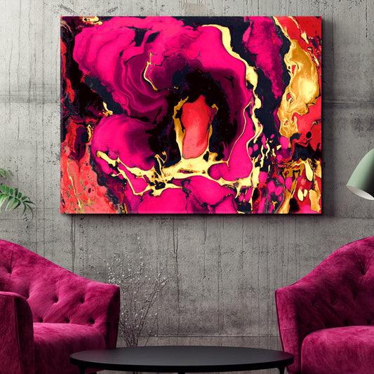 FUCHSIA Contemporary Abstract Ebru Suminagashi Style Contemporary Art Artesty   