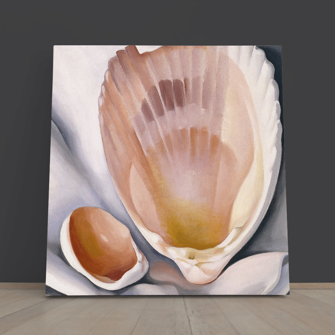 Two Pink Shells Woman's Art Abstract Forms - Square Abstract Art Print Artesty   