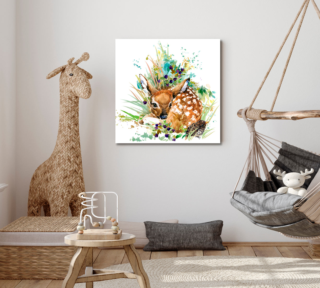 BAMBI Fawn Sweet Kids Baby Nursery Room Decoration | S Kids Room Canvas Art Print Artesty   