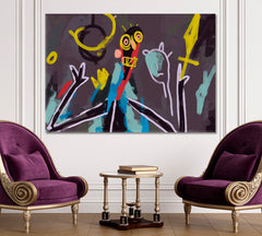 KING & CROWN Basquiat Vibe Abstract Figurative Expressionism Abstract Art Print Artesty 1 panel 24" x 16" 