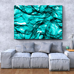 Fantasy Chaotic Fractal Pattern Abstract Shapes Curly Lines Waves Fluid Art, Oriental Marbling Canvas Print Artesty 1 panel 24" x 16" 