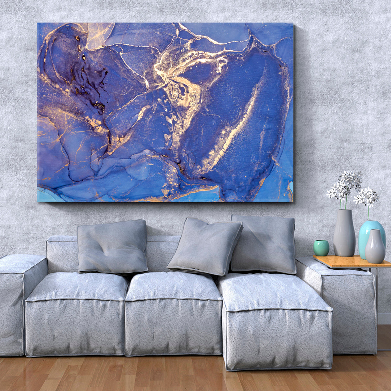 Abstract Fluid Fluid Art, Oriental Marbling Canvas Print Artesty 1 panel 24" x 16" 