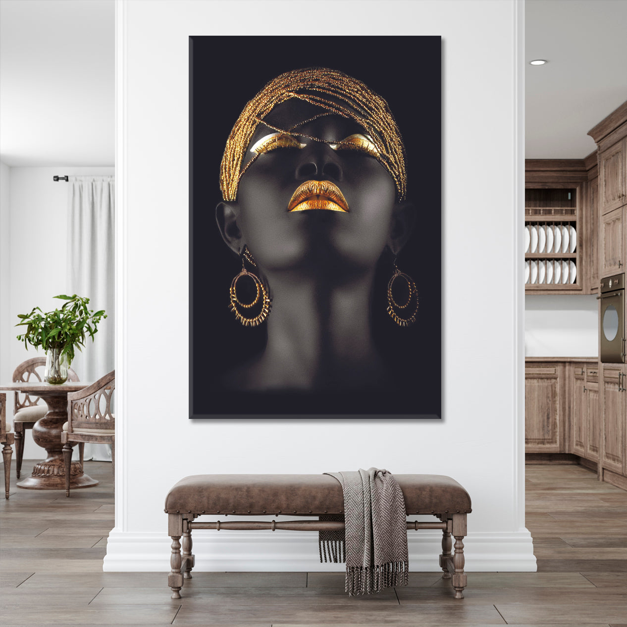 Black And Gold Beautiful African American Women Vertical Panel Beauty Salon Artwork Prints Artesty 1 Panel 16"x24" 