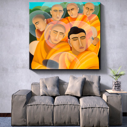 MYSTICAL MOMENTS Monks Religion Abstract Contemporary Religious Modern Art Artesty   