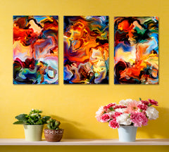 Set of 3 Vertical Panels Abstract Art Print Artesty Set of 3 Vertical Panels 48"x24" 