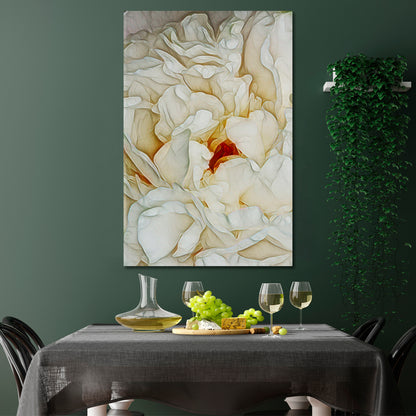 Peony Flower Petals Abstract Pattern Soft White Creamy Pastel Colors Canvas Print - Vertical Floral & Botanical Split Art Artesty   