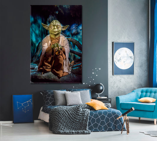 Jedi Master Yoga Dagobah Star Wars Peaceful Meditating Giclée Canvas | Vertical TV, Cartoons Wall Art Canvas Artesty   