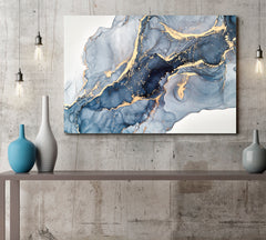 Gray Marble Clouds Oriental Art Contemporary Style Fluid Art, Oriental Marbling Canvas Print Artesty 1 panel 24" x 16" 