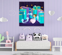 BEDTIME STORY Cute Little Girl Books & Ghosts Sweet Kids Baby Nursery - S Kids Room Canvas Art Print Artesty   