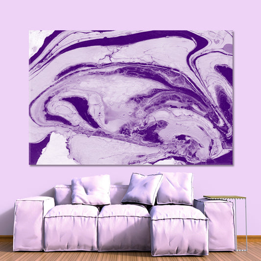 Bath Bomb Pattern Violet Marble Ink Colors Fluid Art, Oriental Marbling Canvas Print Artesty   