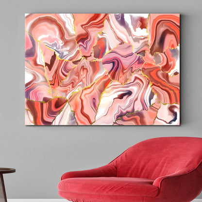 Coral Peachy Beige Mix Abstract Wavy Forms Fractal Futuristic Pattern Contemporary Art Artesty   